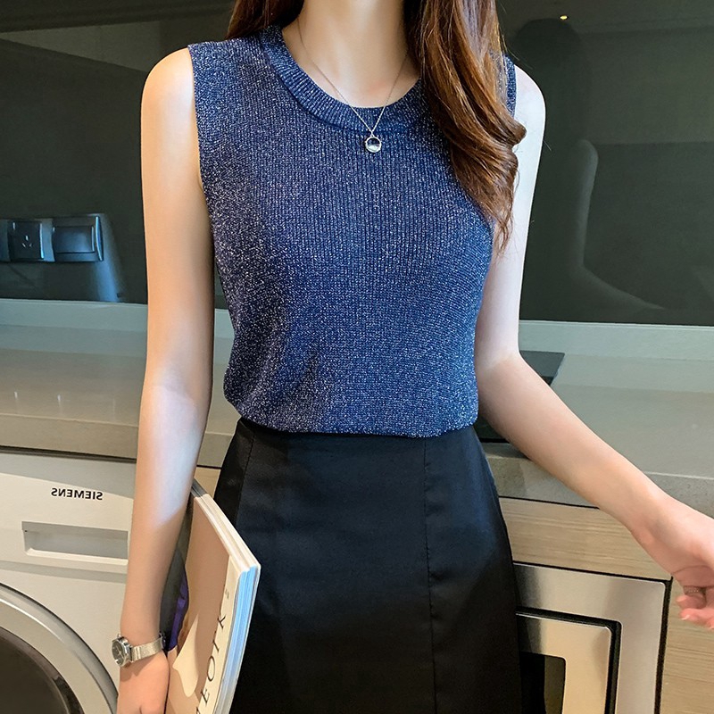 [Mã FAMAYWA giảm 10K đơn 50K] Áo Dệt Kim Sát Nách Vải Lụa Thời Trang 2020 Dành Cho Bạn Nữ