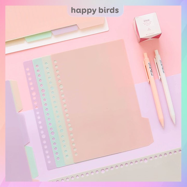 Tab phân trang set 4 tab phân trang sổ còng A5 B5 A4 20 26 30 lỗ HappyBirds