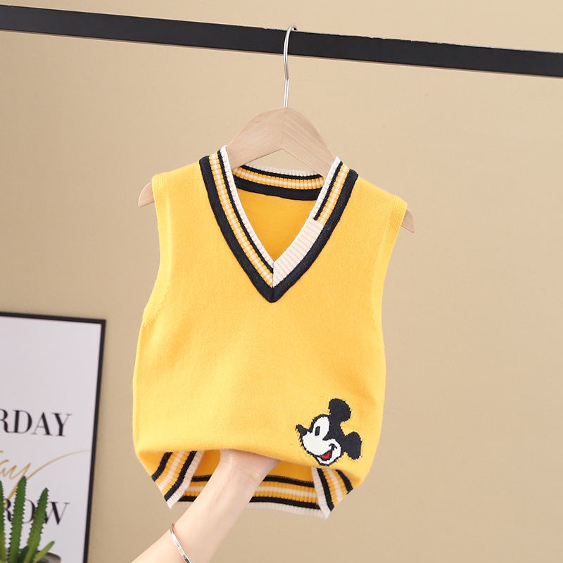 Áo sweater Dệt Kim Không Tay Phong Cách Thời Trang Xuân Thu Mới Cho Bé Trai Và Bé Gái
