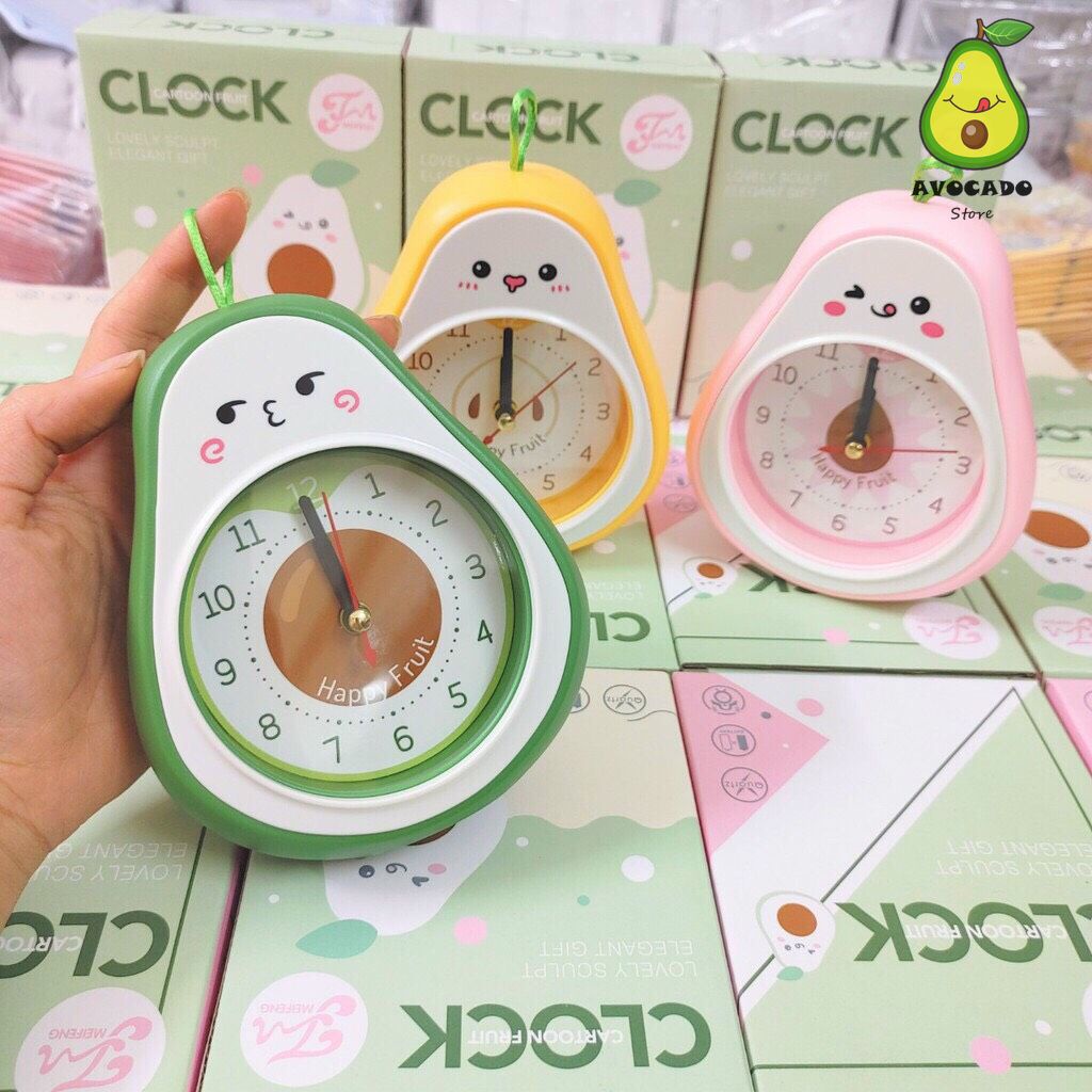 Đồng hồ báo thức, Đồng hồ trang trí để bàn hình Quả Bơ có dây treo tiện lợi, kiểu dáng nhỏ gọn cực đáng yêu