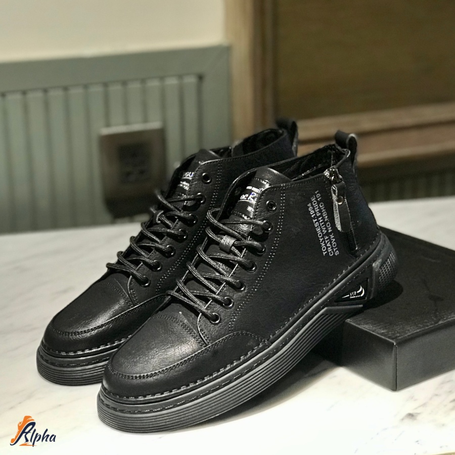 Giày nam cao cổ thể thao có khoá kéo tiện lợi chất liệu da cao cấp [Alpha Shoes - F837] | BigBuy360 - bigbuy360.vn