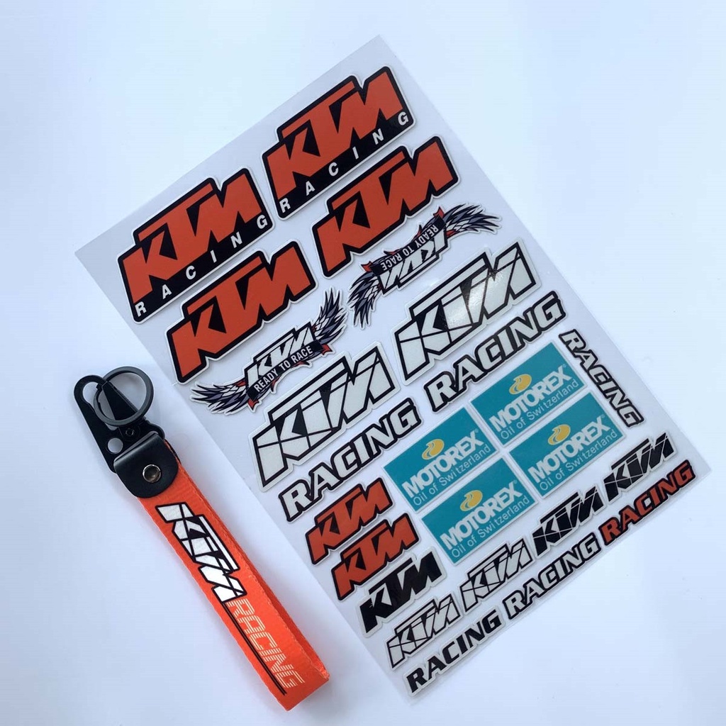 Bộ nhãn dán vinyl phản quang chắn bùn bánh xe móc khóa da nylon giá rẻ cho xe máy KTM