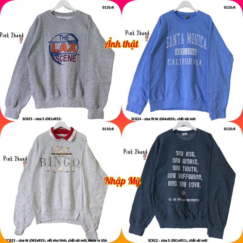 Áo Sweater nữ, nam 2hand, chất dày, size XL/XXL - 1112-1
