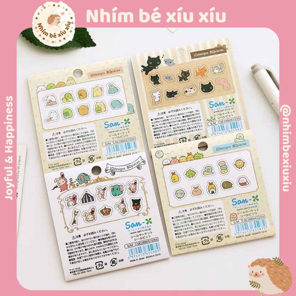 Túi 80 miếng sticker Rilakkuma hình dán trang trí album sổ tay nhật kí VT79