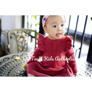 Váy len dày đỏ trơn bé gái HM Auth Size 6m đến 4Y