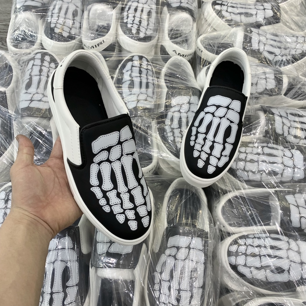 [Ảnh Thật] Giày Slipon Amiri Vải Phối Tay Xương Da GS23P
