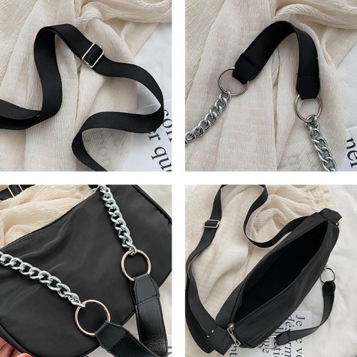 ( MÀU ĐEN) Túi kẹp nách vải dù không thấm nước dây xich S010 | BigBuy360 - bigbuy360.vn