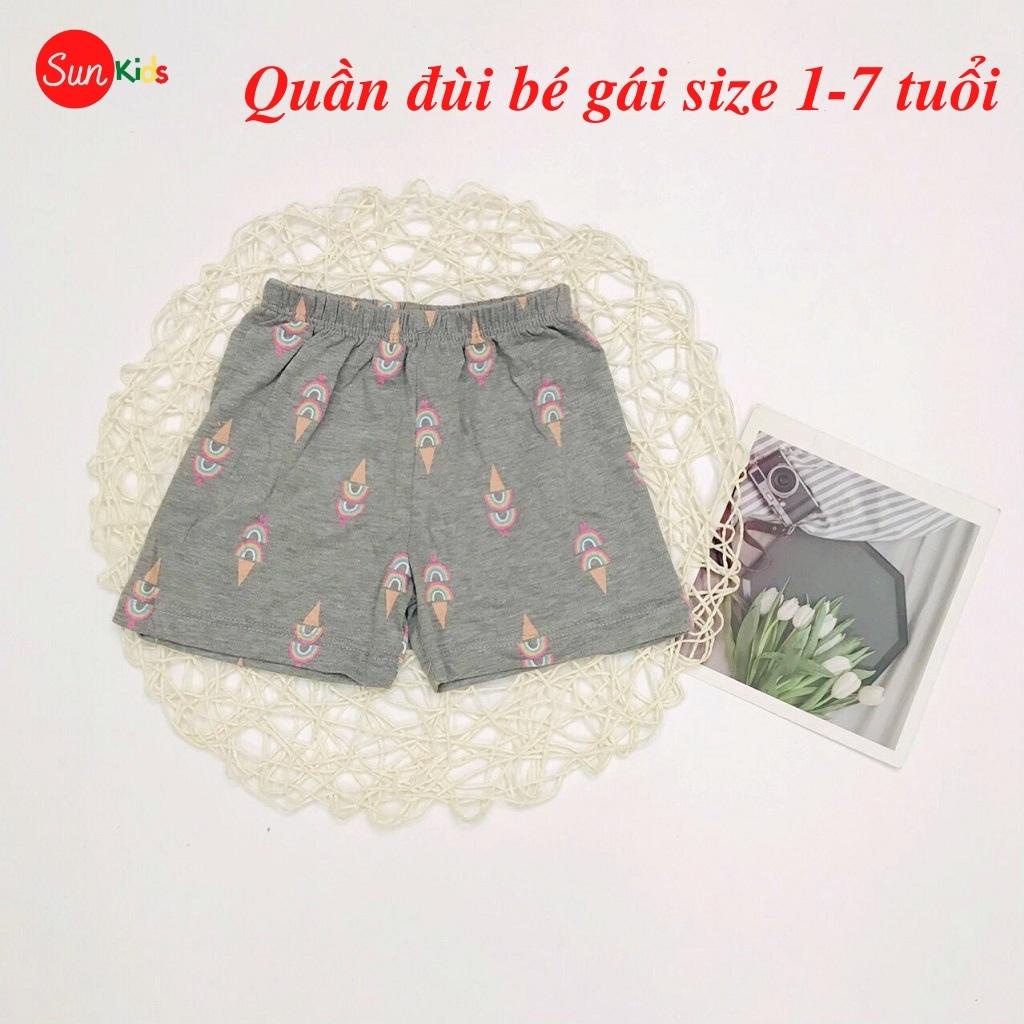 Quần đùi bé gái SUNKIDS1, quần đùi cho bé chất cotton mềm mát, size 1-7 tuổi, nhiều màu