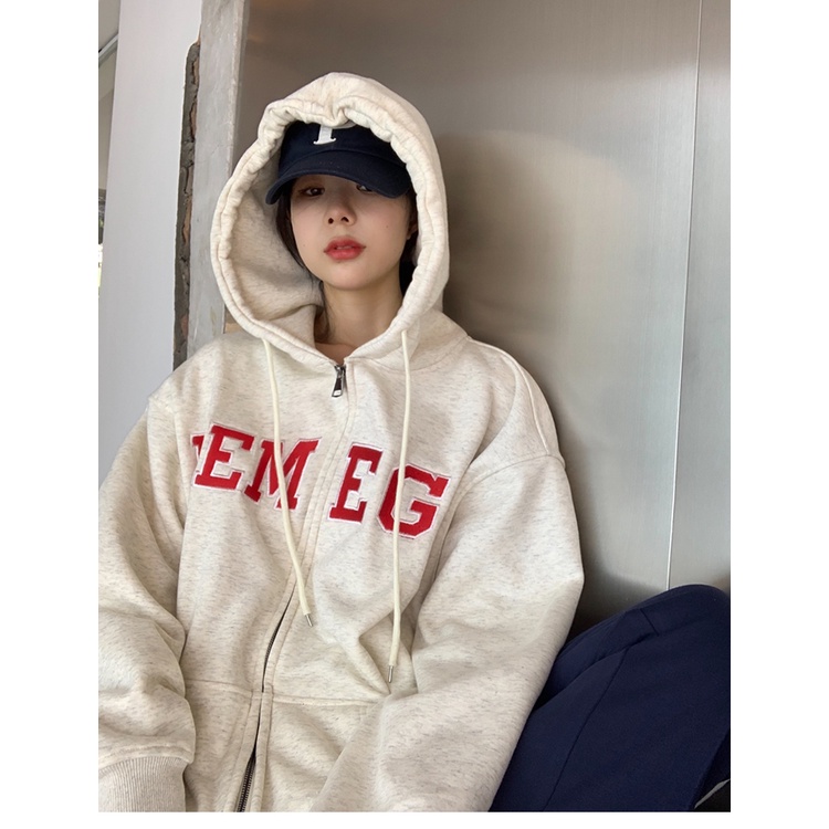 Áo Khoác Hoodie Thêu Chữ Mới Cho Nữ