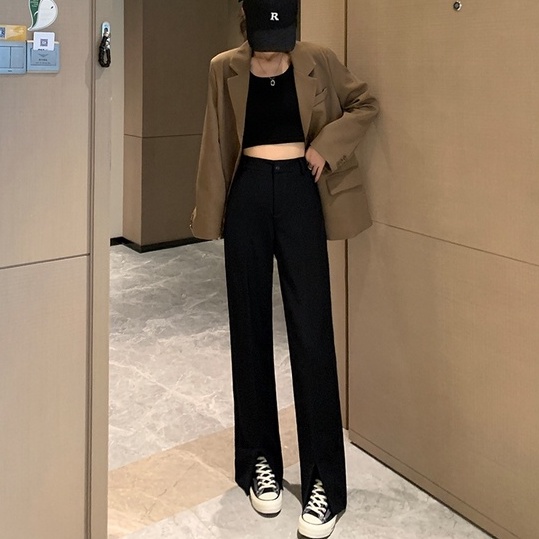 Quần ống rộng Xẻ Tà Thời Trang Nữ