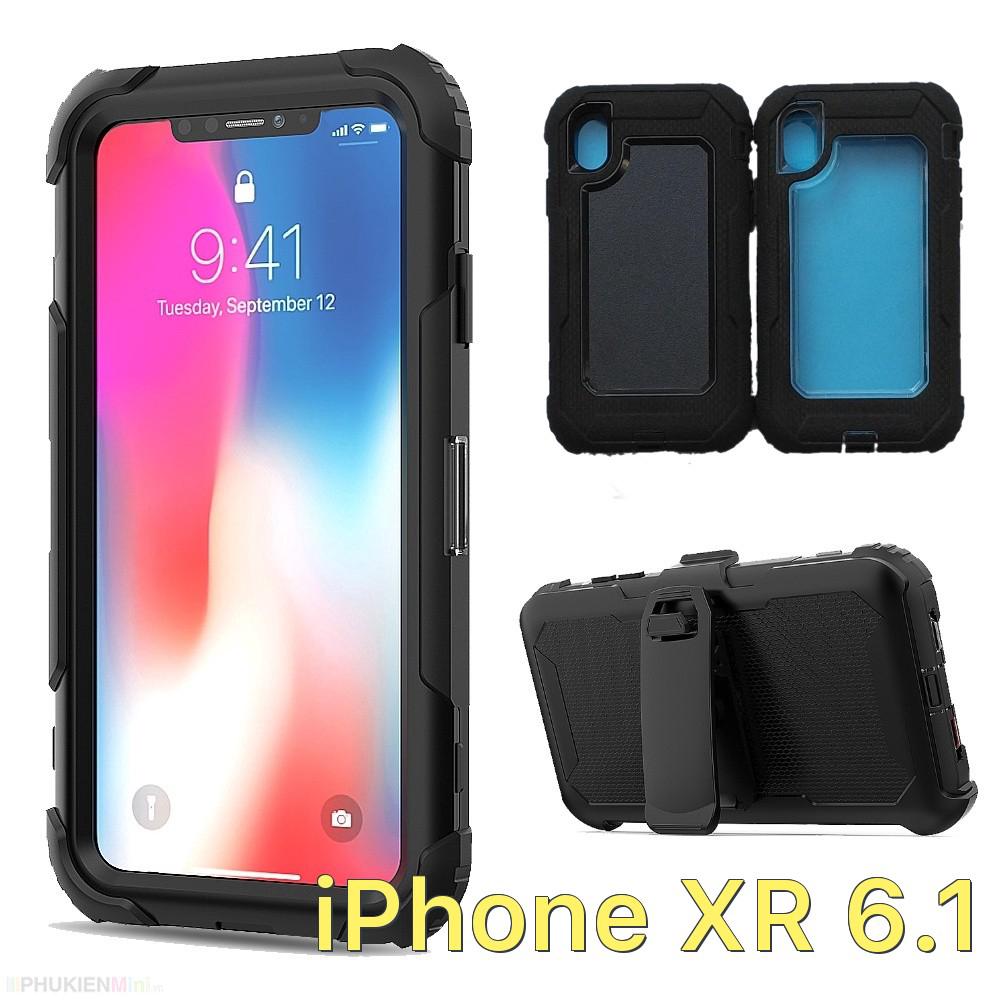 Ốp lưng chống sốc XR chuyên dụng 3 lớp bảo vệ, có chân chống xoay 360 độ, đeo thắt lưng cho iPhone XR 6.1inch