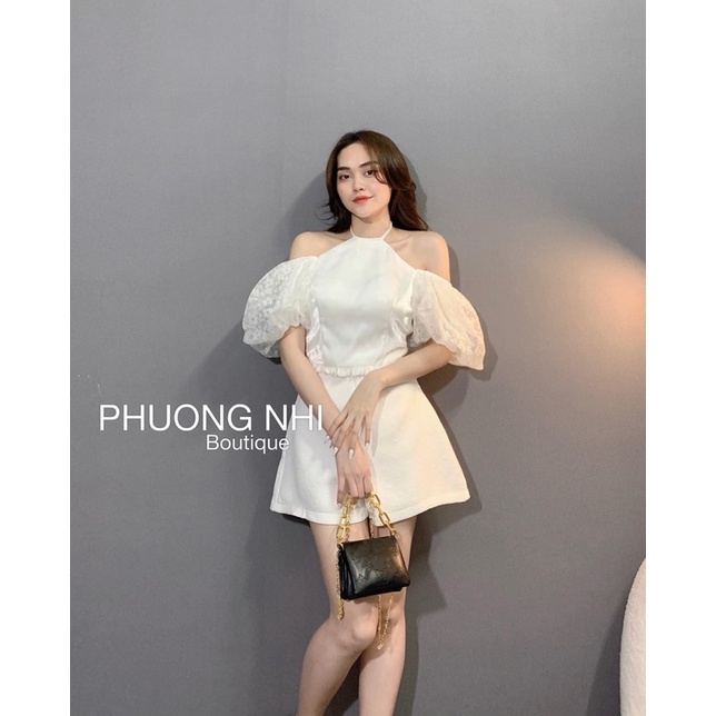 SET ÁO RỚT VAI PHỒNG + CHÂN VÁY TRẮNG