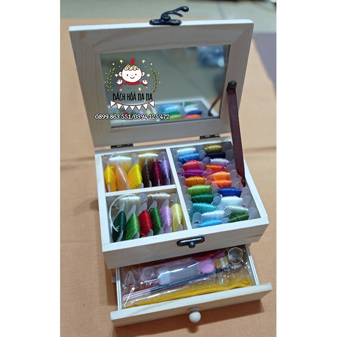 Bộ dụng cụ tập thêu - bộ cuốn chỉ  cotton 36 màu- khung thêu- dụng cụ handmade, thêu tay- bách hóa na na