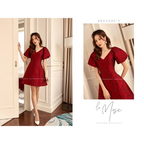 [BBSTORE'S] Đầm Gấm Cổ V Vice -TK185