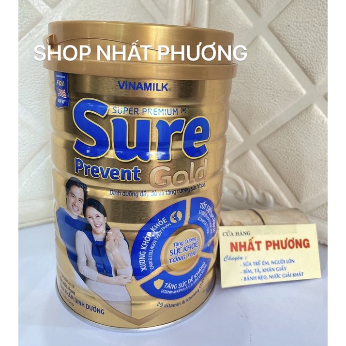 Sữa Vinamilk Sure Prevent Gold Hộp Thiếc 900g ( mẫu mới GOLD Date mới)