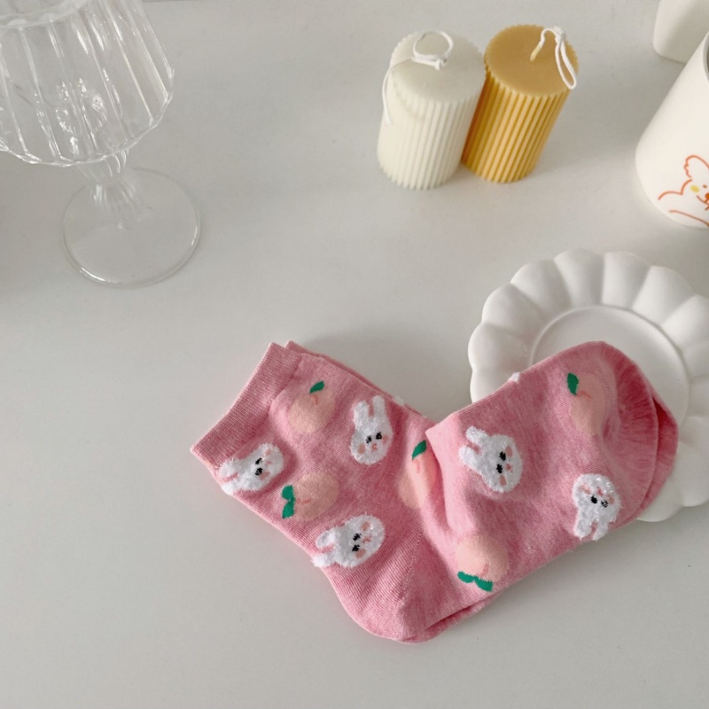 Vớ Cotton Mềm Mại Dài Vừa Họa Tiết Gấu Marshmallow Phong Cách Nhật Hàn Đáng Yêu Cho Nữ