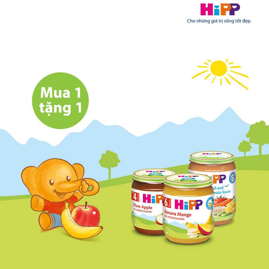 (mua 1 tặng 1)Dinh dưỡng đóng lọ hoa quả đủ vị HiPP cho bé từ 6 tháng