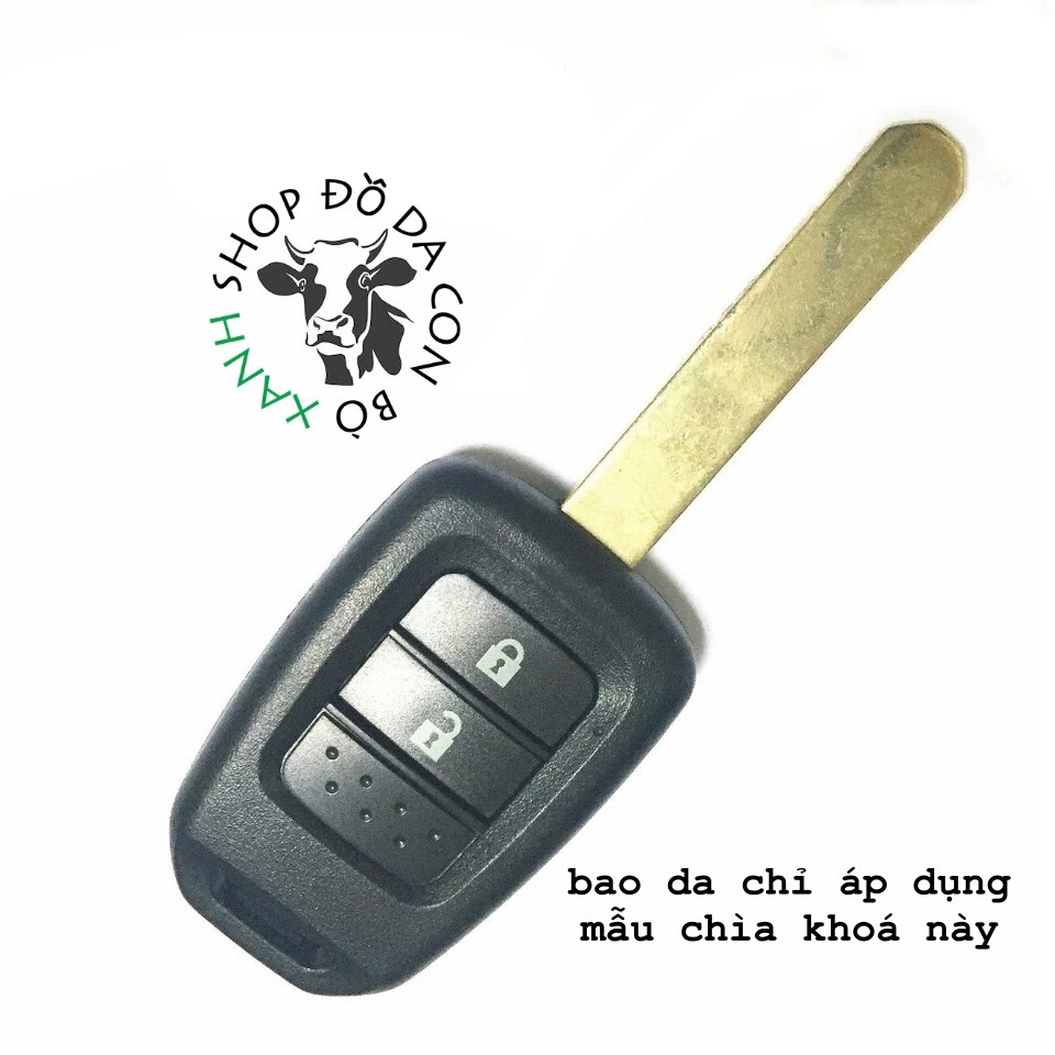 [Màu đen] Vỏ bọc chìa khoá Honda Brio, City 2014-2018 chìa khoá cơ handmade da thật 002