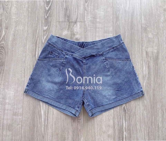 [Giá Tốt]Quần bầu đùi cạp chéo đủ size chất jeans