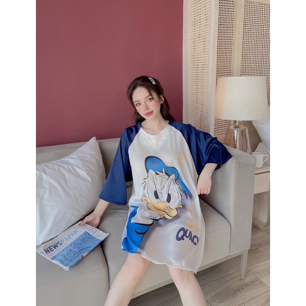 [HÌNH CHỤP THẬT - CÓ SẴN TẠI CỬA HÀNG] Đầm lụa ngủ cổ tròn form rộng Sam | BigBuy360 - bigbuy360.vn