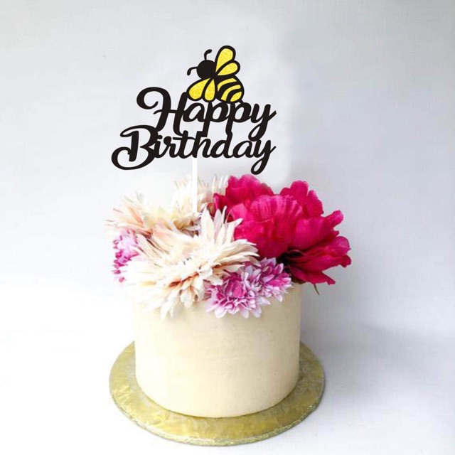 Que cắm Happy Birthday con Ong (15.16)