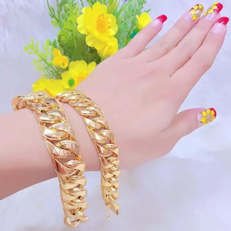 Lắc Tay Nam Mạ Vàng 18K Bản To Mắt Xích Mẫu 130.20.11 - Đi Chơi, Dự Tiệc Rất Ngầu - Bao Đổi Tra Trong Vòng 07 Ngày