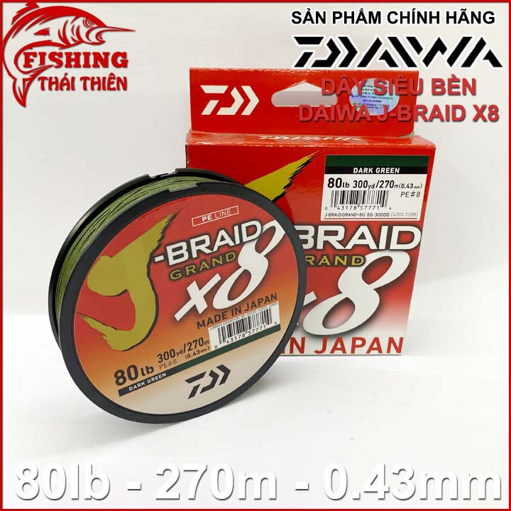 Dây câu cá Daiwa JBraid X8 80lb