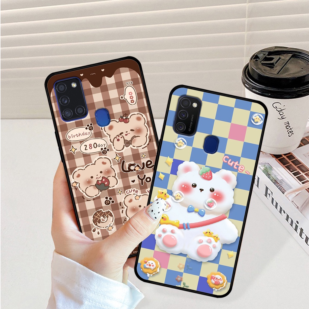 Ốp lưng Samsung A21s - M21/M30S - M31 in hình caro gấu thỏ dễ thương