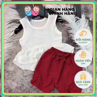 Bộ đũi cho bé, bộ quần áo cộc tay chất đũi mềm mát cho bé gái Dupi 25041