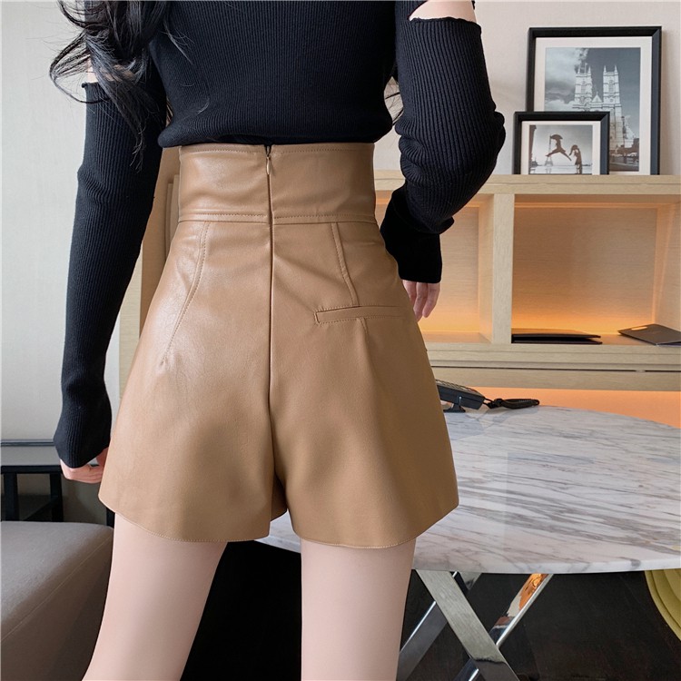 Cchân váy ngắn da PU/ áo dệt kim khóa kéo thời trang | BigBuy360 - bigbuy360.vn