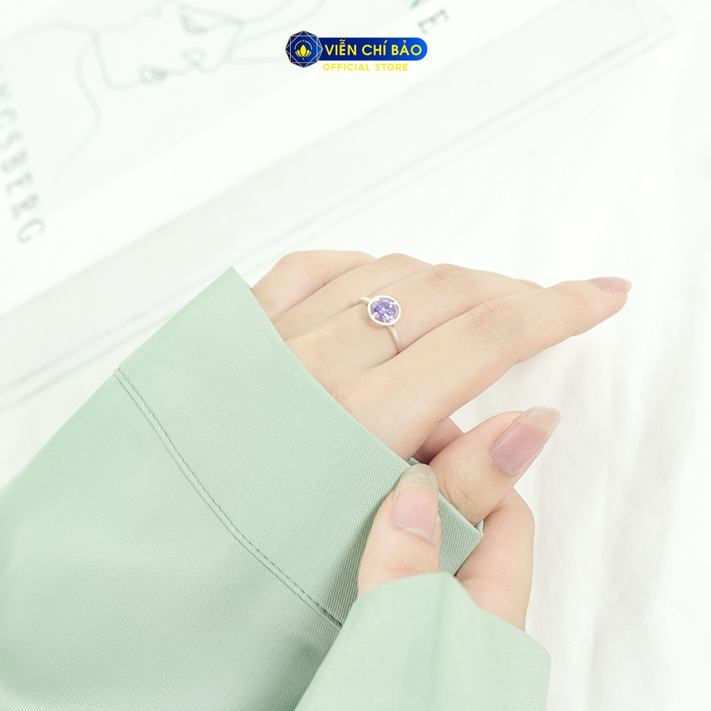 Nhẫn bạc nữ đá tròn nhiều màu chất liệu bạc 925 thời trang phụ kiện trang sức Viễn Chí Bảo N400759