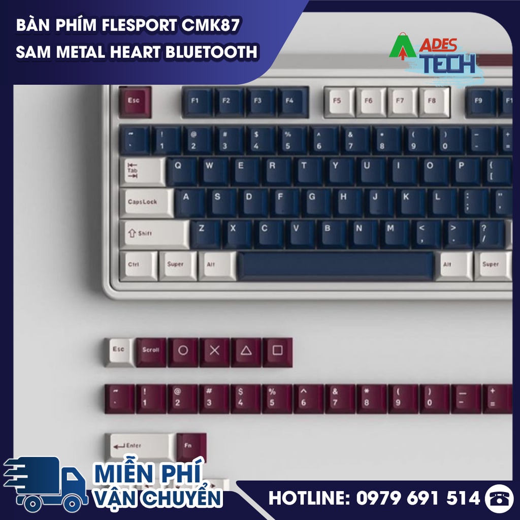 Bàn phím FLEsport CMK87 SAM Metal Heart Bluetooth + Wireless + Switch Kailh BOX
