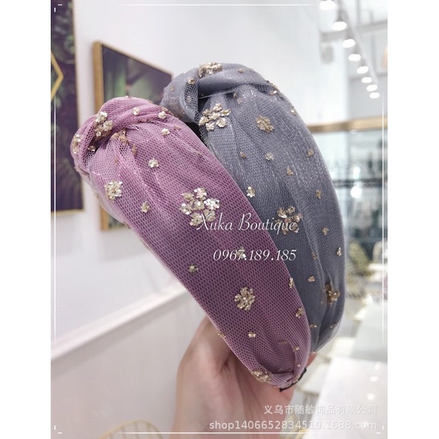 Băng Đô Bờm Cài Tóc Nơ Ren Kim Tuyến Phong Cách Hàn Quốc Phái Nữ