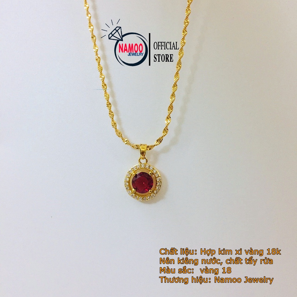 Dây Chuyền Mạ Vàng V509 đỏ kết hợp với dây xoắn xi kim Namoo Jewelry