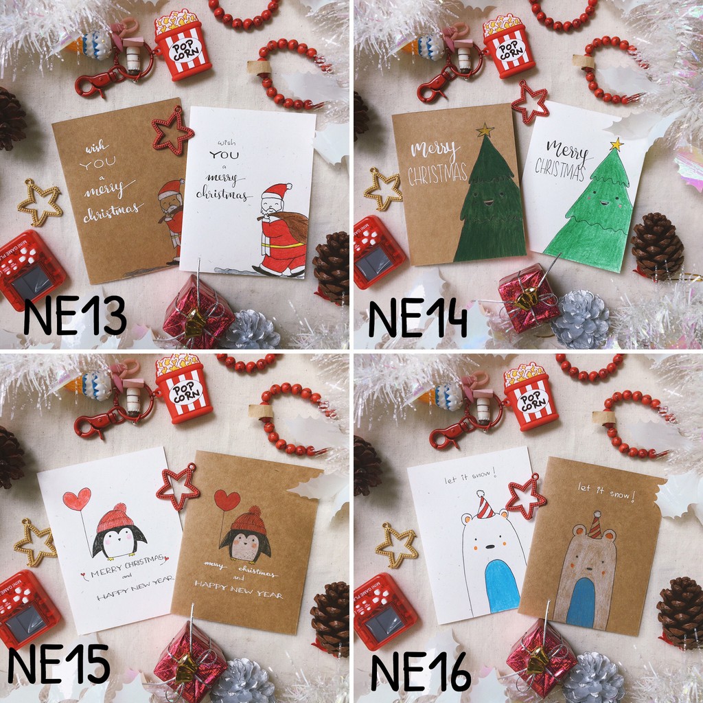 Thiệp mừng Giáng Sinh Noel handmade vẽ tay trang trí hình cây thông gocnha Góc Nhà