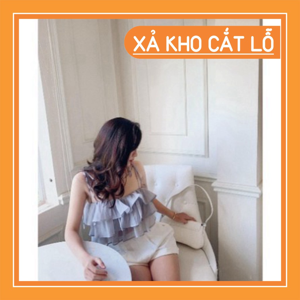 Áo Trễ Vai 3 Tầng Chất Voan Tơ Mix Quần Đũi Ngắn Siêu Xinh - Sỉ Ngọc Tâm
