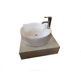 Chậu Lavabo đặt bàn đá tròn (vòi gắn trên chậu)