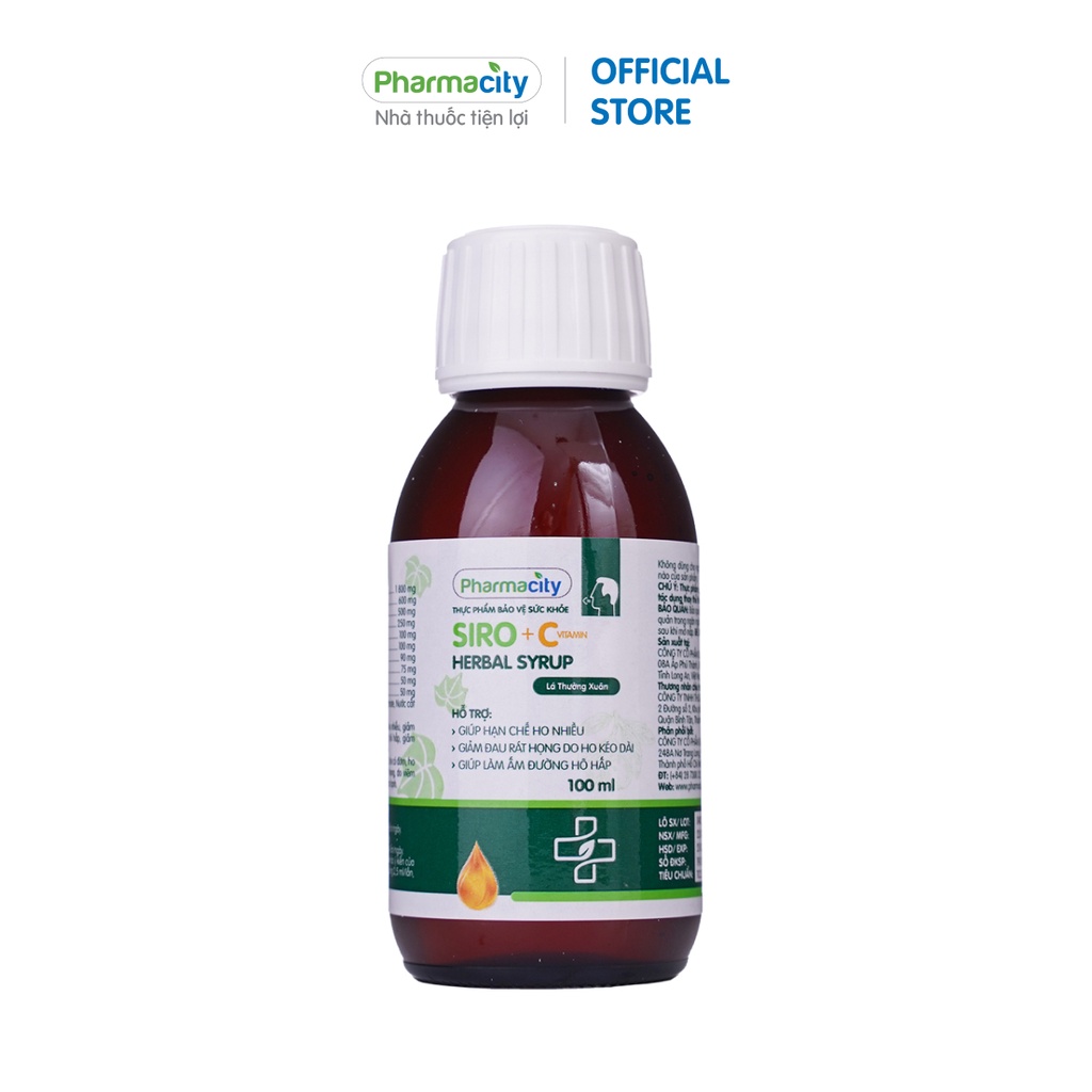 Thực phẩm Pharmacity hỗ trợ sức khỏe C Vitamin Herbal Syrup 100ml