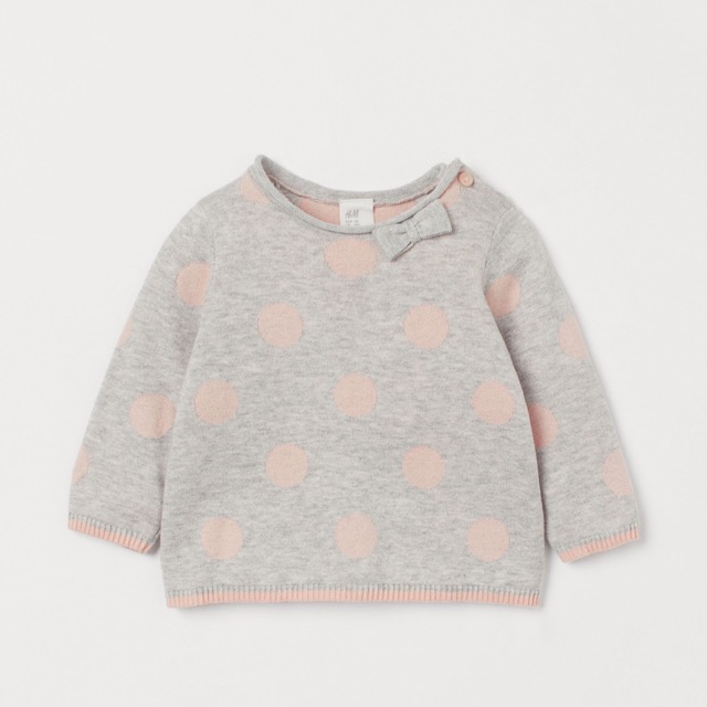 [KIDDO] Mẫu nỉ xám chấm bi hồng H&amp;M siêu đáng yêu