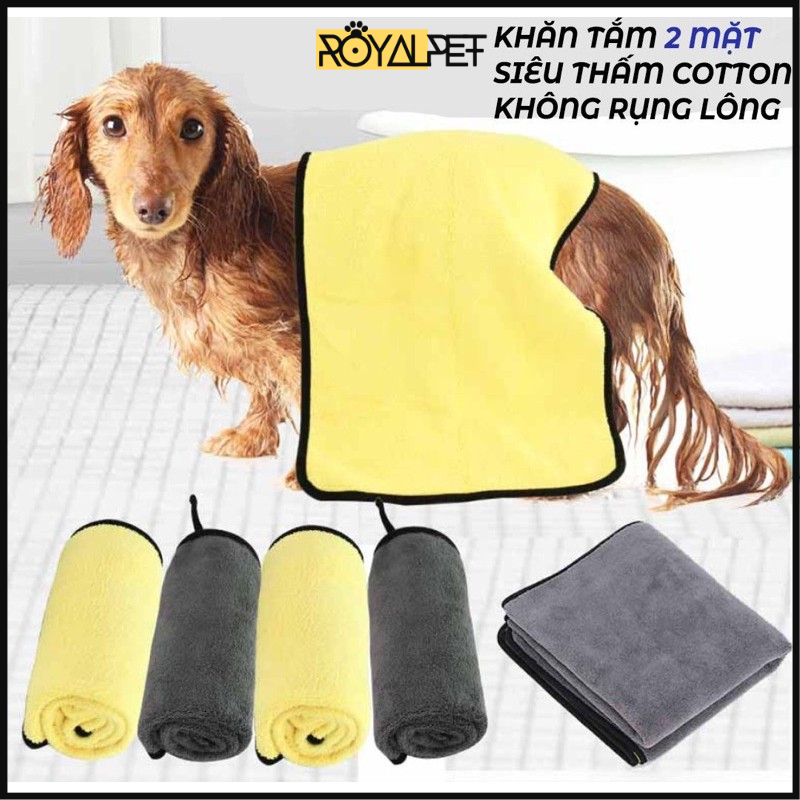 Khăn tắm hai mặt coton siêu thấm, không rụng lông
