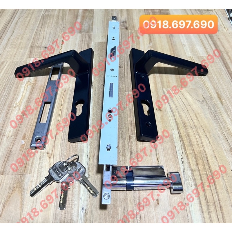 Bộ khoá đa điểm kinlong hàng chính hãng cửa đi xingfA màu đen