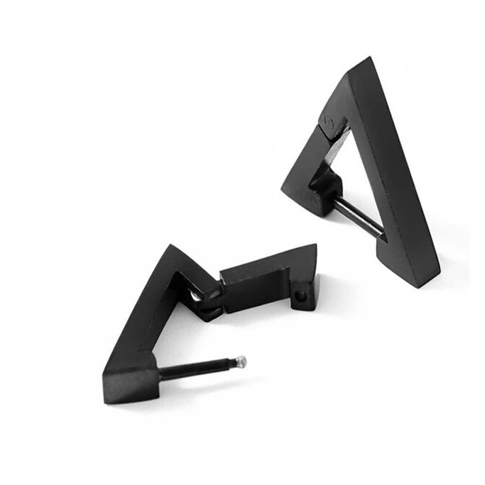 Khuyên tai dạng vòng hình tam giác vuông bằng thép không gỉ nhiều màu thời trang cho nam và nữ