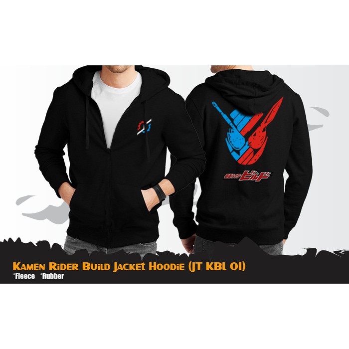Áo Khoác Hoodie Đen Hình Kamen Rider Build Rabit Tank - JT KBL 01