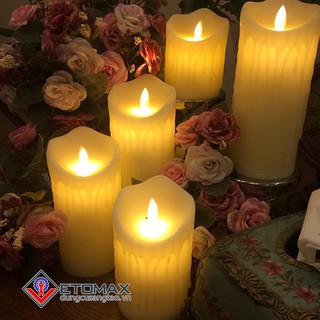 Nến điện tử sinh động vỏ sáp chảy pin sạc cao cấp