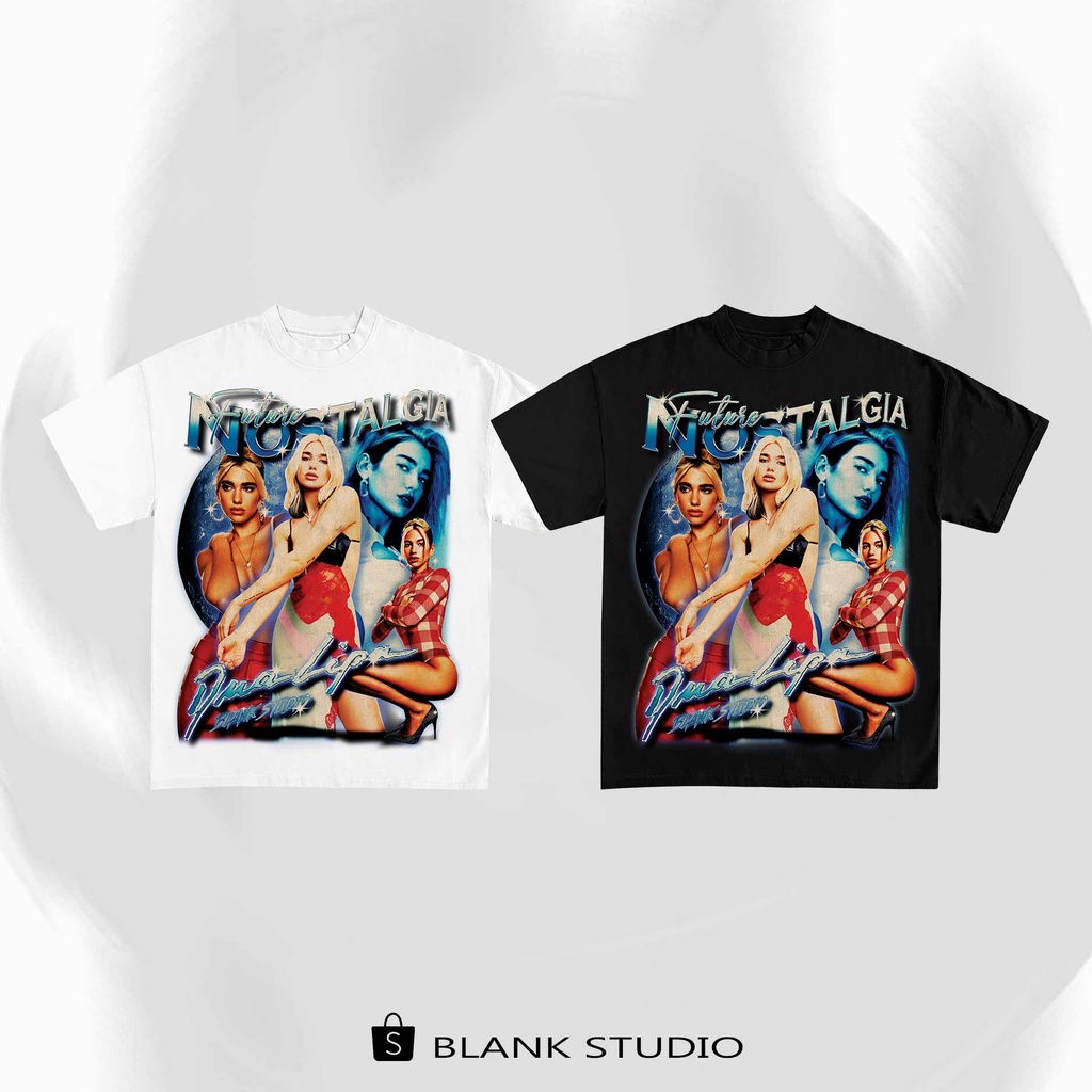 BLANK | Áo Thun Dua Lipa Tay Lỡ Unisex - Đen/Trắng Cổ Tròn