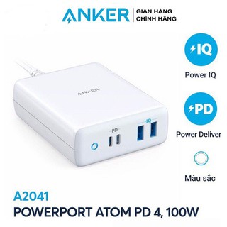 Sạc ANKER A2041 PowerPort Atom PD 4 100W (2 PD & 2 PIQ)- BH 18 tháng