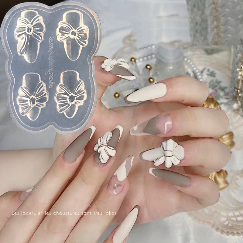 Khuôn silicon trái tim , nơ , gấu , butterfly cực xinh, đồ nail trang trí bền đẹp giá rẻ