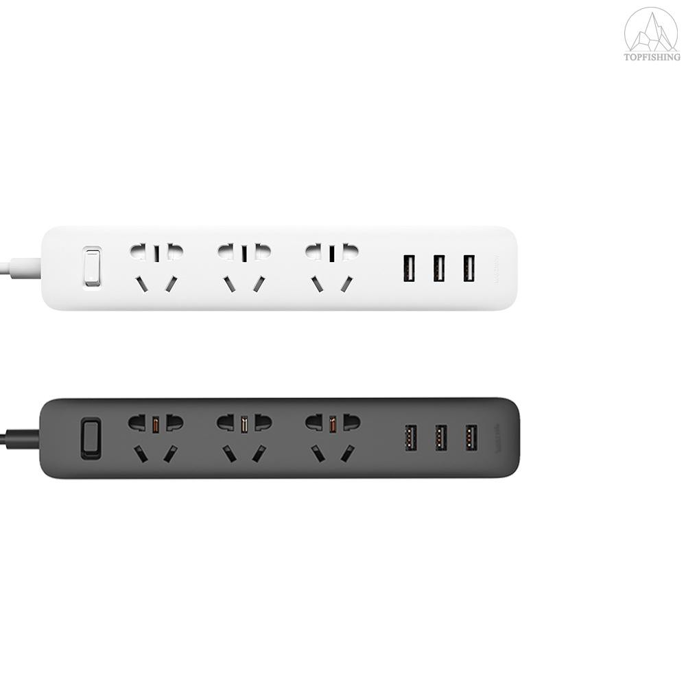 Tfh★Xiaomi Mi Smart Power Socket Portable Strip Plug Adapter Fast Charging 3 USB Extension Socket Plug 3 Standard Socket