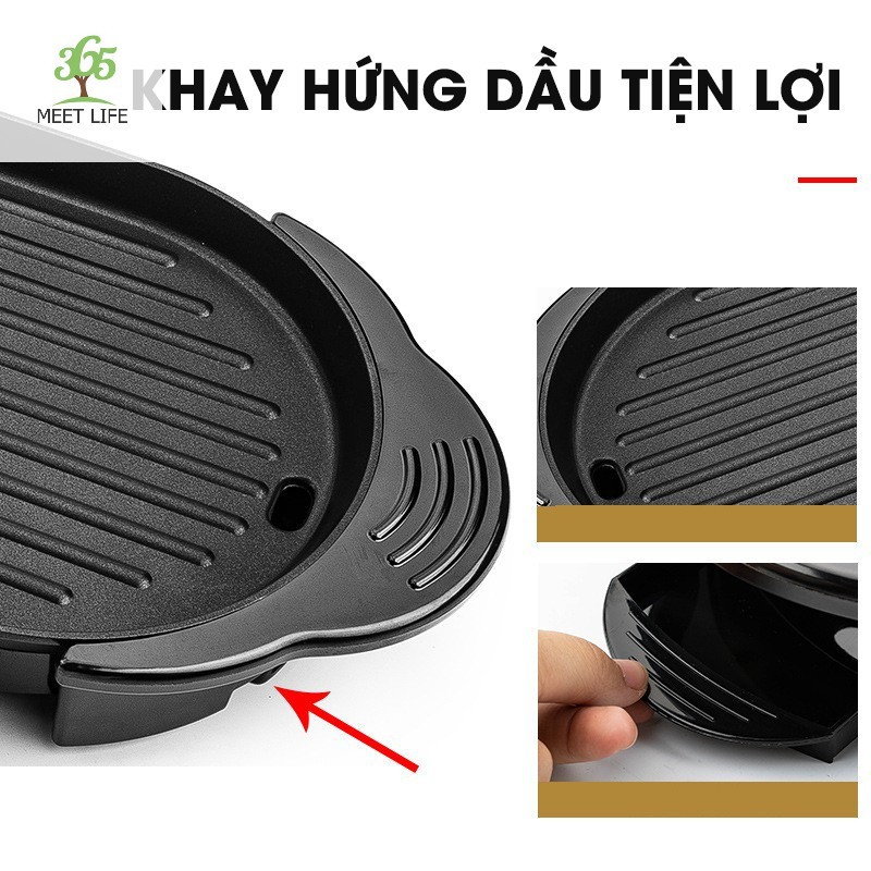 [BH 1 đổi 1] Bếp lẩu nướng đa năng 2 in 1 cao cấp chính hãng  Tiết kiệm điện năng an toàn khi sử dụng