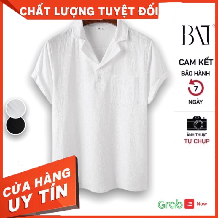 Áo Đũi Nam Cộc Tay Cổ vát Cổ vest cổ vest kiểu dáng hàn quốc, Đũi Chất Mát Dáng Trẻ Trung Cao Cấp - atb shop - Hàng nhập